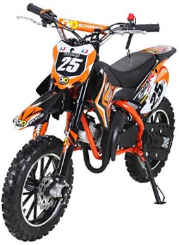 Actionbikes Motors Mini Kinder Crossbike Gepard 49 cc - Scheibenbremsen - Sportluftfilter - Sportauspuff - Luftbereifung (Orange) - 1